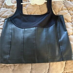 Anthropologie Black Leather Crop Top